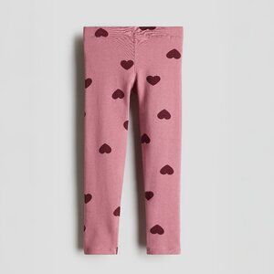 H&M Kids Girls Pink Heart Leggings